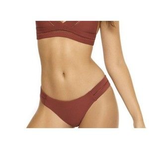 Pily Q Women's Bikini Bottom Stitched Waist Tab Size Small Henna